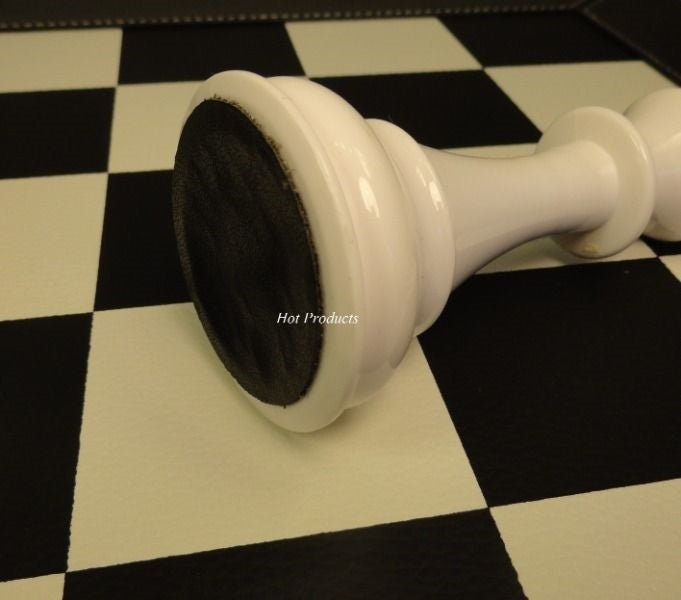 Staunton Black & White Pro Plastic 4 1/4 King Chess Set W 21" Faux Leather Board