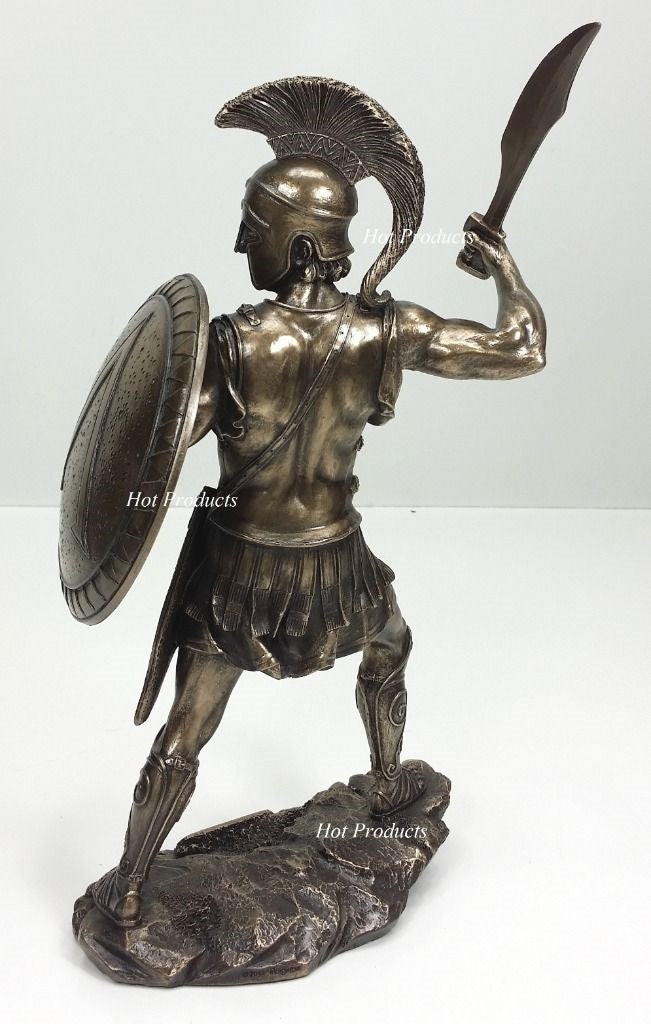 13" Spartan Greek Warrior Statue W/ Hoplite Shield & Sword Bronze Color