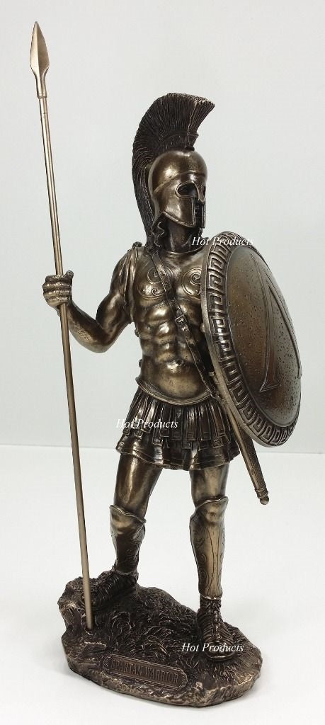 SET OF 2  SPARTAN GREEK WARRIOR Statue HOPLITE SHIELD SWORD Art Sculpture