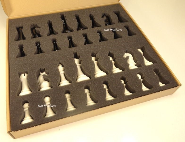 LARGE STAUNTON BLACK & WHITE HIGH GLOSS 4 1/4" KING CHESS MEN SET - NO BOARD