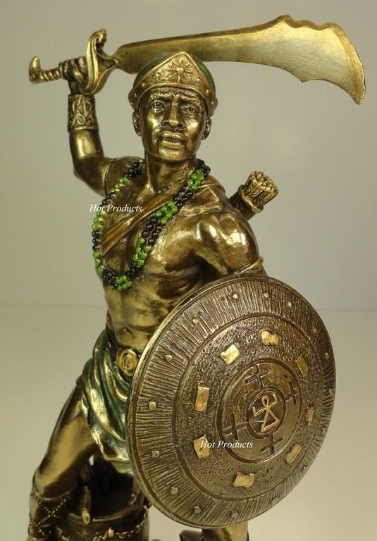 ORISHA OGGUN OSHUN God Goddess Yoruba African Statue Sculpture 9.5" Bronze color