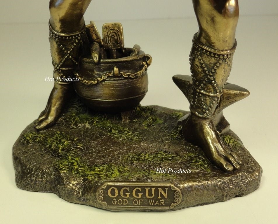 ORISHA OGGUN OSHUN God Goddess Yoruba African Statue Sculpture 9.5" Bronze color