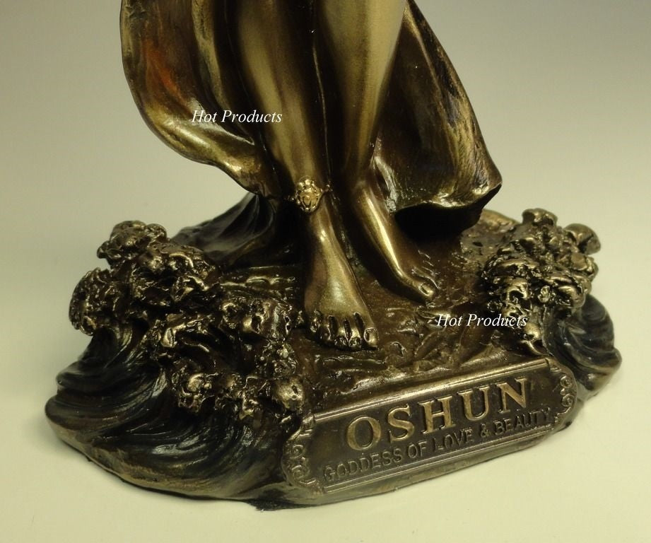 ORISHA OGGUN OSHUN God Goddess Yoruba African Statue Sculpture 9.5" Bronze color