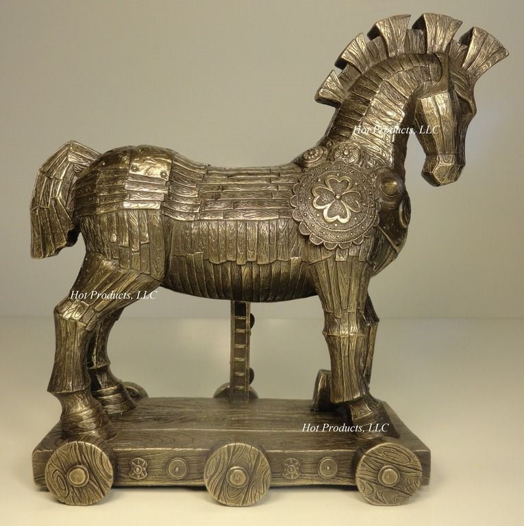 11" Trojan Horse Battle of Troy Greek Mythology Statue Sculpture Bronze Finish