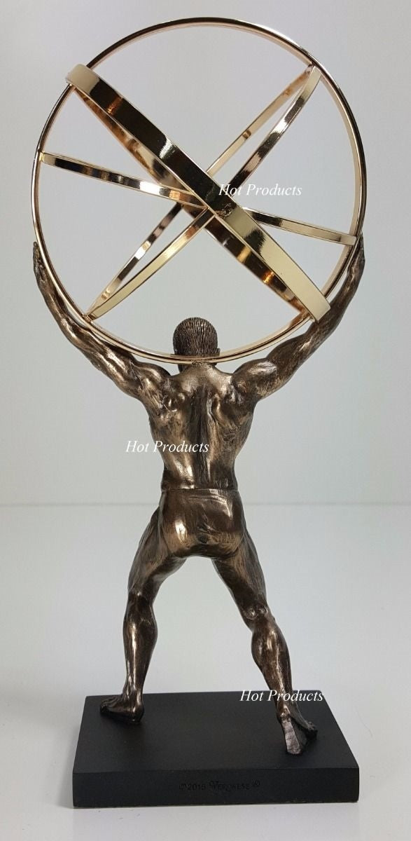 GREEK ATLAS GOD W Celestial Armillary Sphere Desktop Statue Bronze Finish