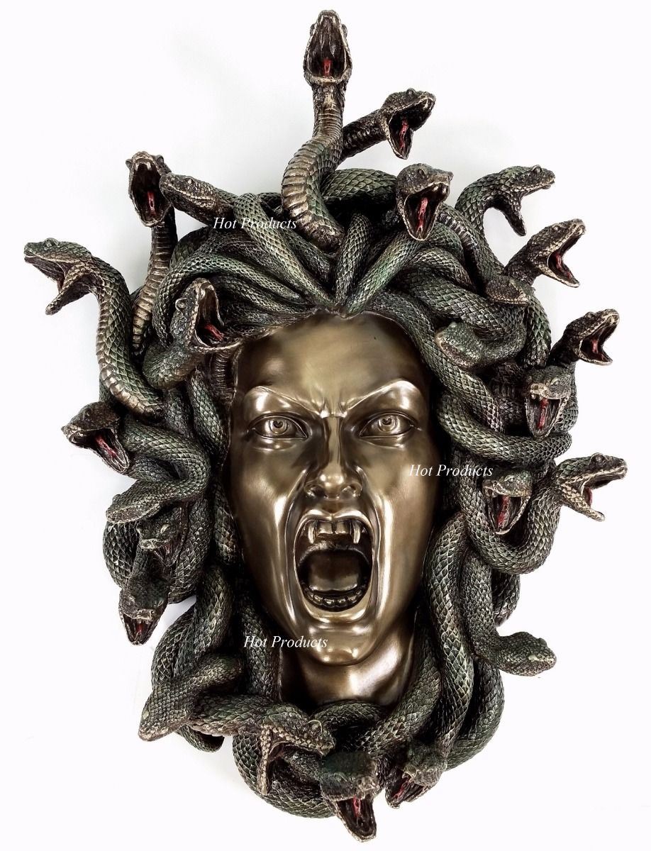 15" Medusa Head of Snakes Gothic Wall Decor Plaque Statue Bronze Finish