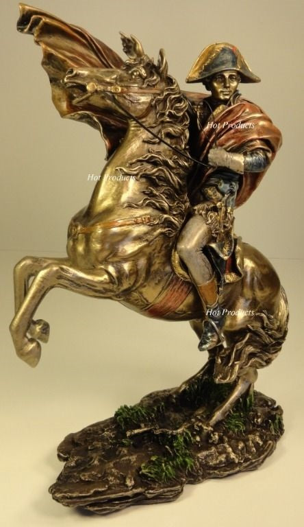 French Leader Napoleon on Horse Crossing Saint Bernard Pass Statue Bronze Color