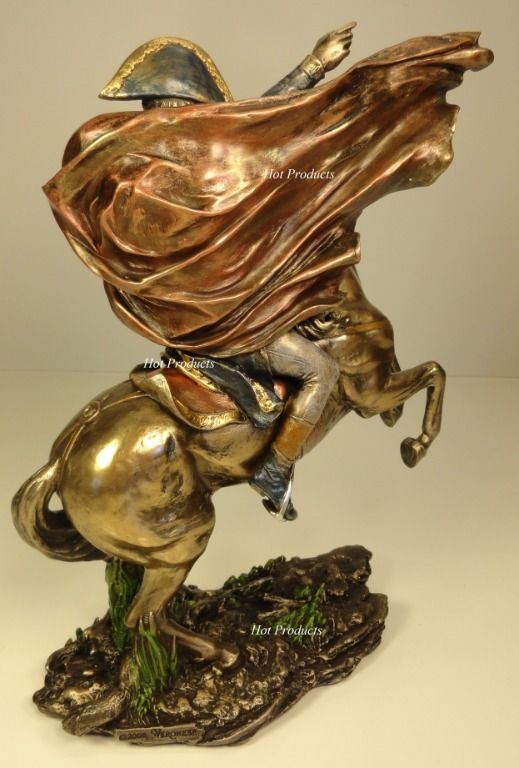 French Leader Napoleon on Horse Crossing Saint Bernard Pass Statue Bronze Color