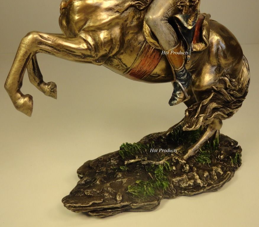 French Leader Napoleon on Horse Crossing Saint Bernard Pass Statue Bronze Color