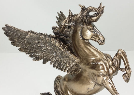 11" Pegasus Horse Rearing Greek Mythology Statue Sculpture Bronze Finish