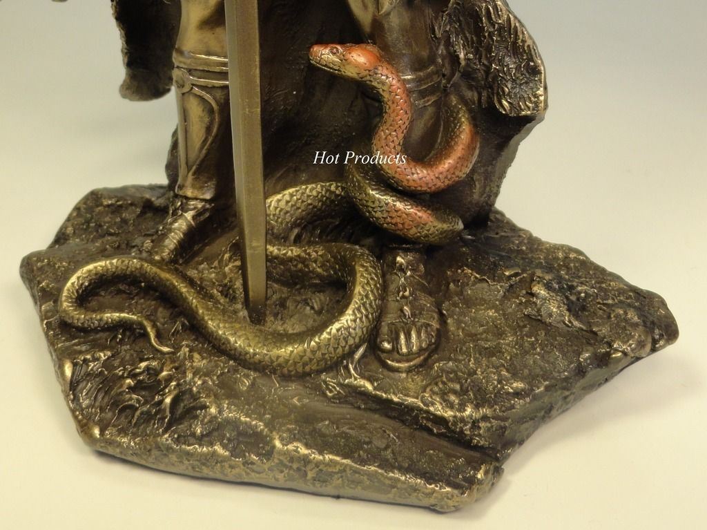 Six Winged Seraphim Guardian Angel W Serpent Sculpture Statue Bronze Finish