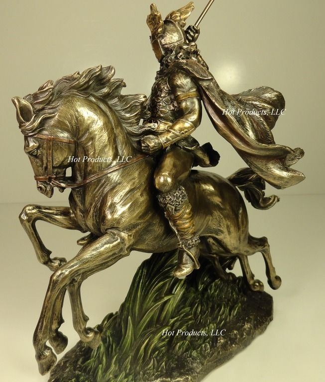 11" Odin Riding Sleipnir 8 Legged Horse Norse Mythology God Statue Bronze Finish