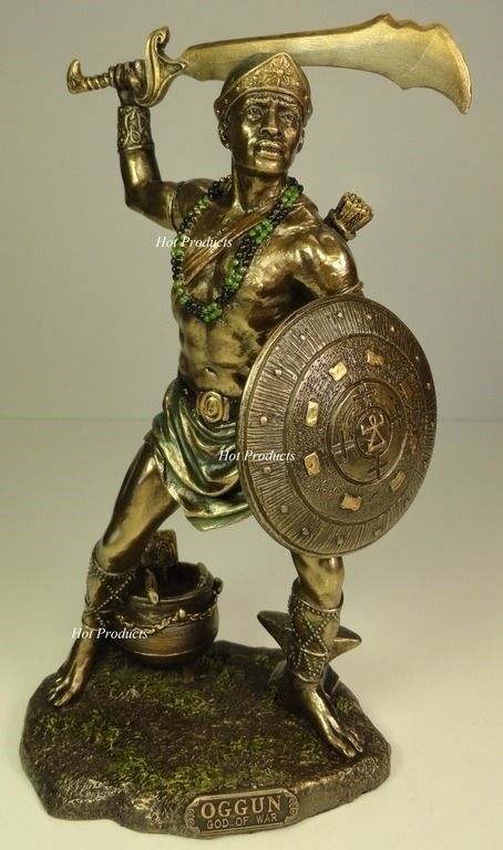 ORISHA OGGUN God of War Ogun Yoruba African Statue Sculpture Bronze Finish