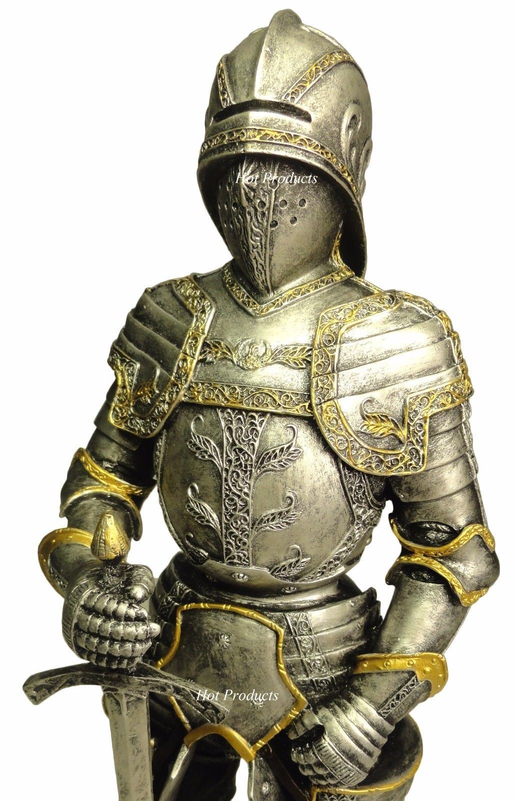 11" Medieval Times Crusades Armored Knight Statue W/ Sword Sallet Tasset Pockets