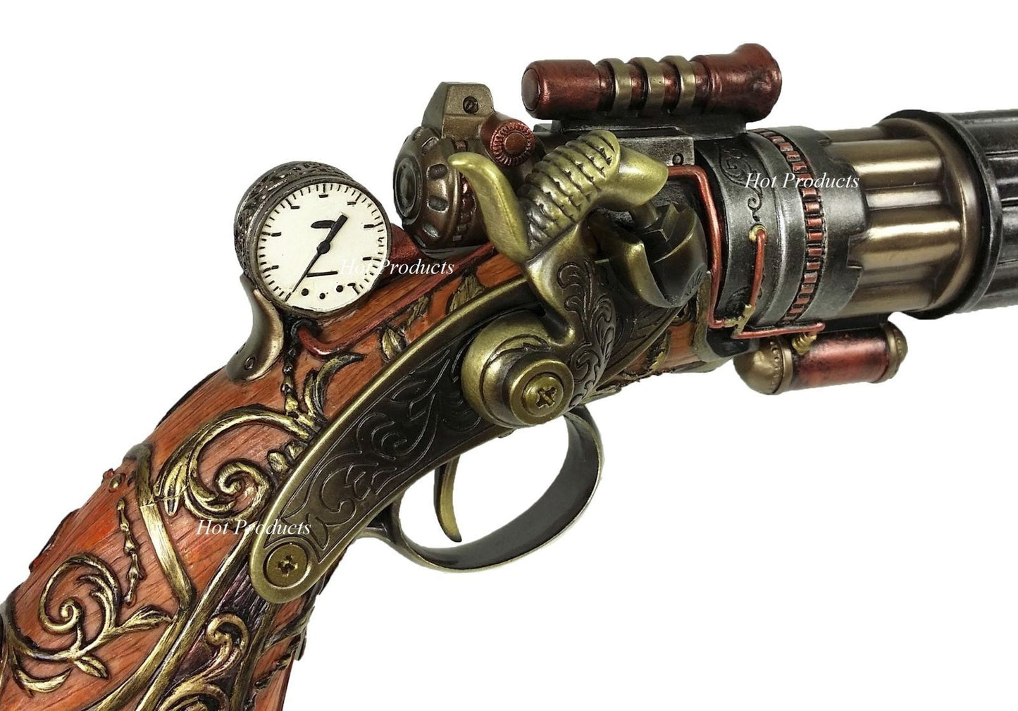 6 Barrel Steampunk Display Pistol Prop Gun Statue Figurine