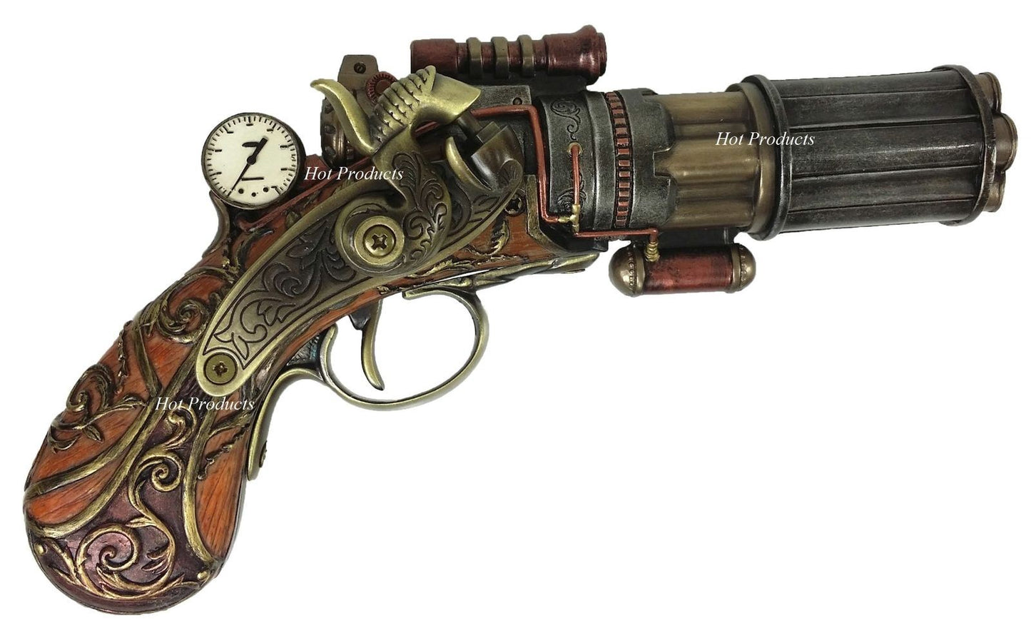 6 Barrel Steampunk Display Pistol Prop Gun Statue Figurine