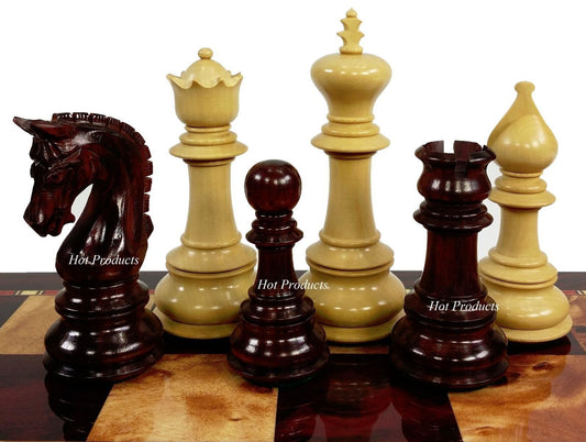 4Q BLOOD ROSEWOOD Large 4 3/8 Staunton LUXURY Chess Men Set Storage Box NO Board