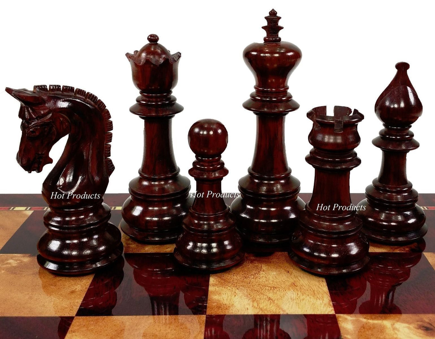 BLOODWOOD & EBONY Large 4 3/8" Staunton LUXURY Chess Men Set NO BOARD OR STORAGE