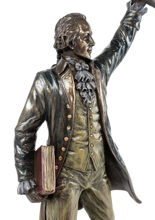 12 3/4 inch Alexander Hamilton Standing Raising Scroll Statue Bronze Finish