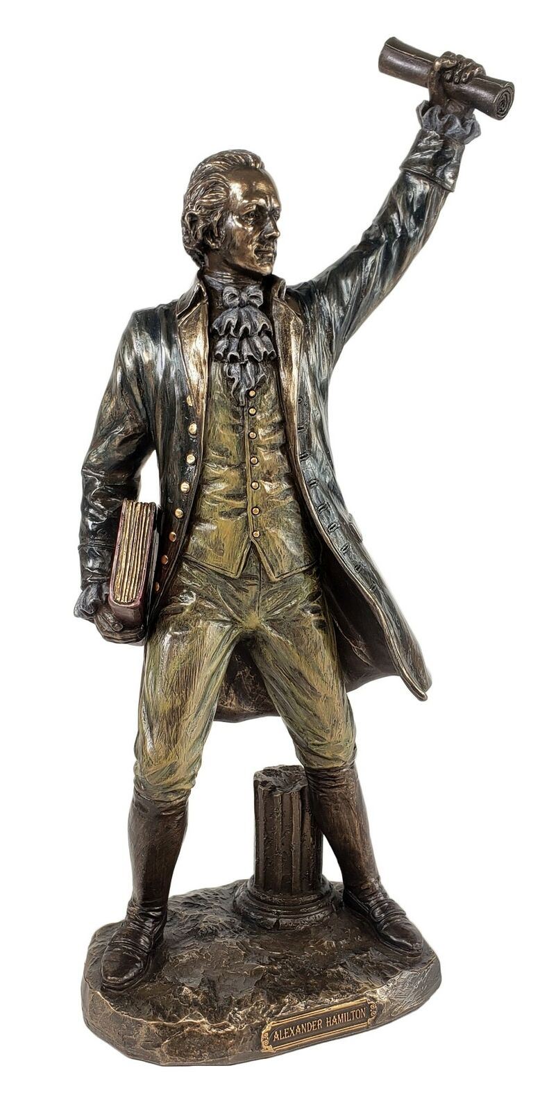 12 3/4 inch Alexander Hamilton Standing Raising Scroll Statue Bronze Finish