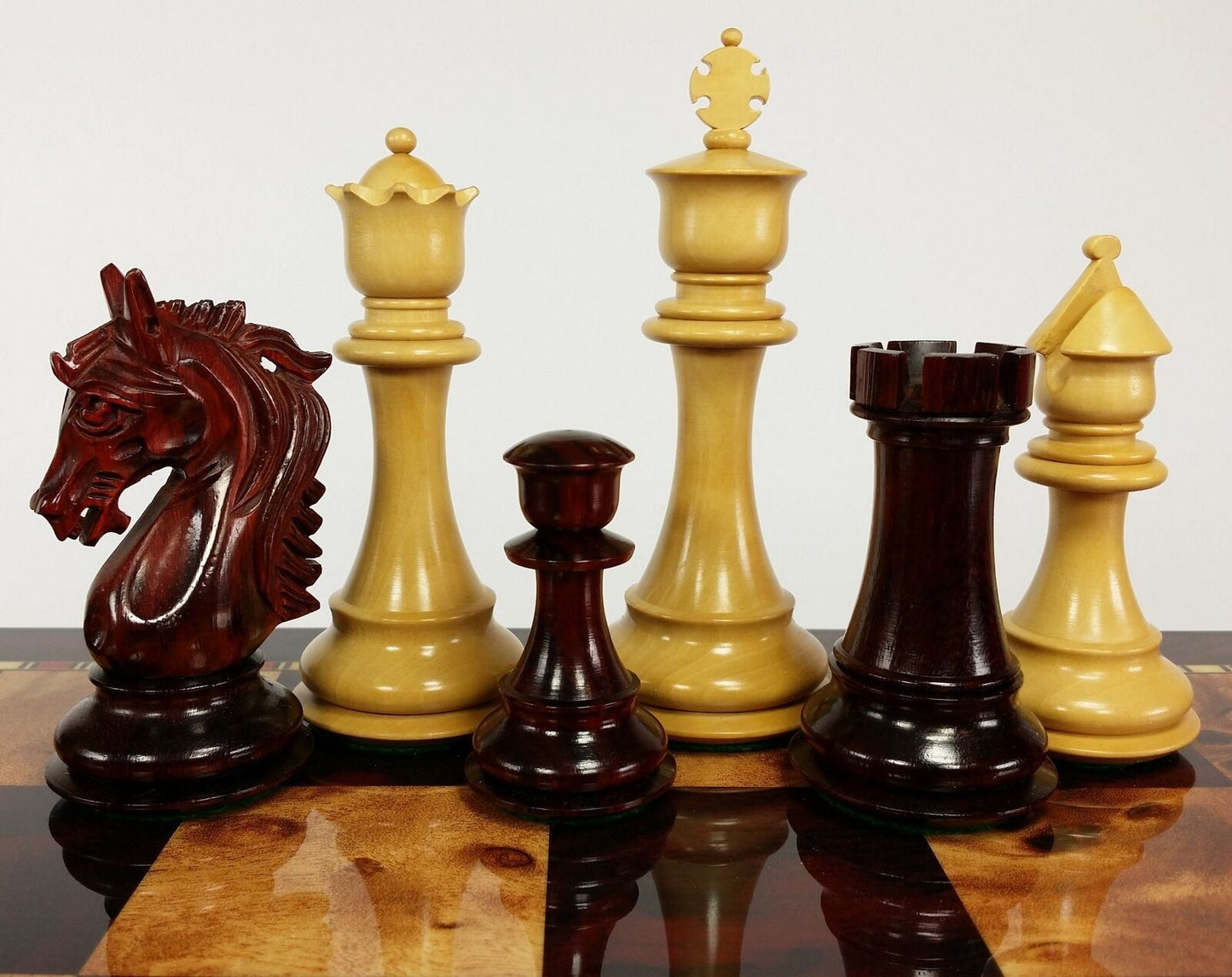 BLOOD ROSEWOOD STALLION KNIGHT 4 3/4" Kg Large Staunton Chess Men Set - NO Board