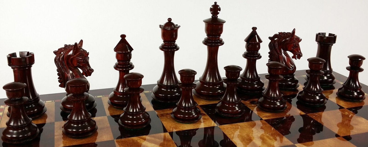 BLOOD ROSEWOOD STALLION KNIGHT 4 3/4" Kg Large Staunton Chess Men Set - NO Board