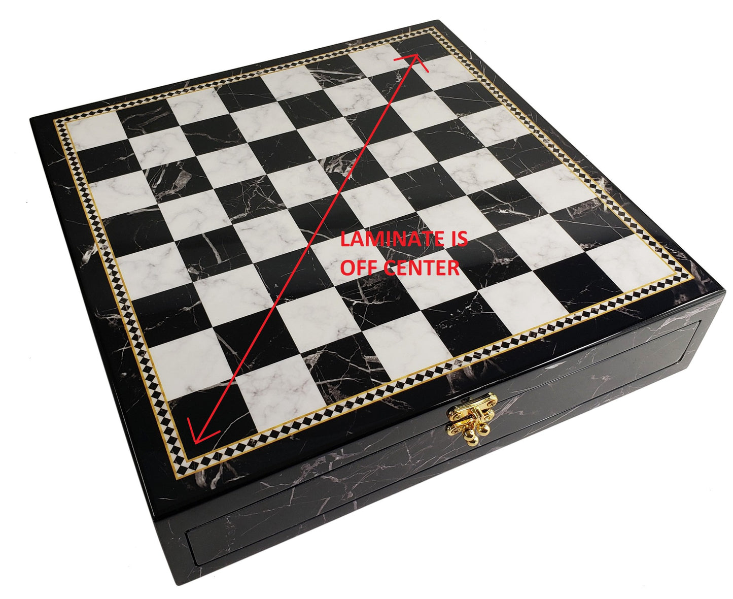 WW2 US vs GERMANY Chess Set With 17" Black & White Faux Marble Storage Board