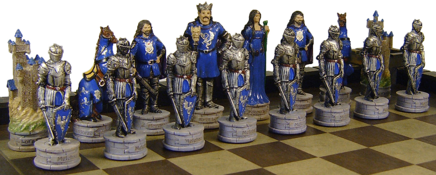 Medieval Times Camelot King Arthur / Sir Lancelot Knights Chess Set Castle Board
