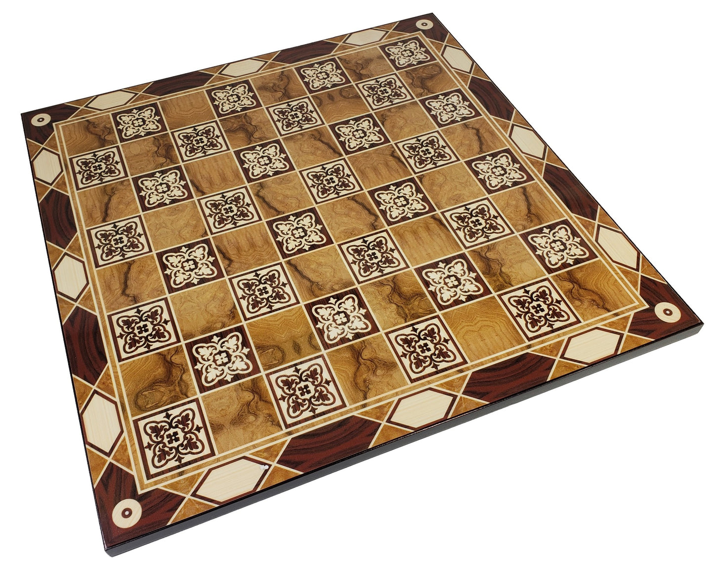 17 1/4 inch Burlwood Color Chess Board With 1 7/8" Squares