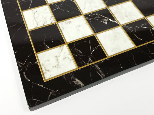 17 inch Black and White Faux marble Chess Board