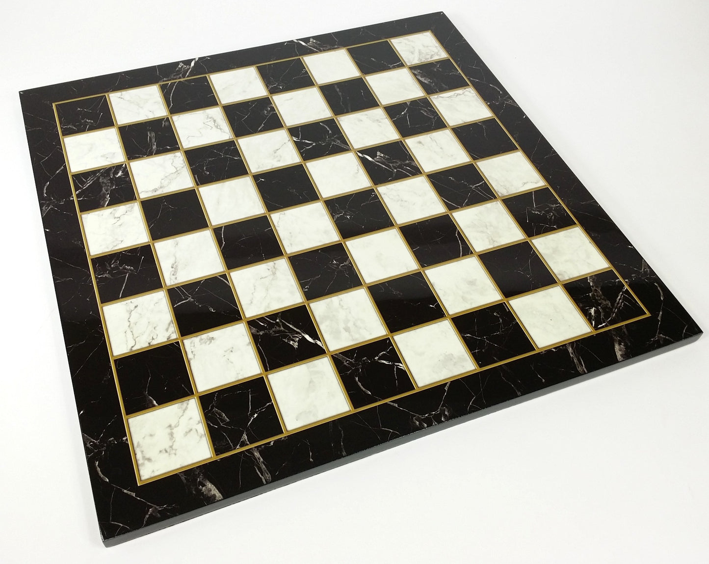 17 inch Black and White Faux marble Chess Board