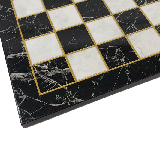 17 inch Black and White Faux marble Chess Board with 1 13/16 inch Squares
