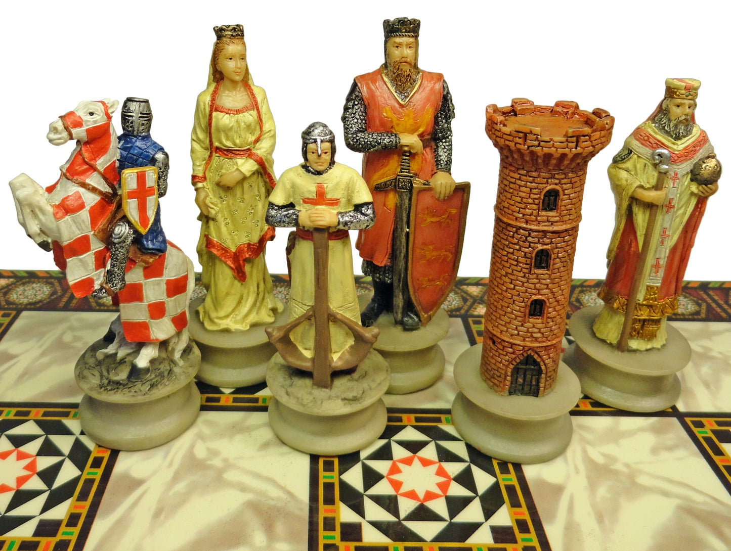 Medieval Times Crusades Arabian Vs Christian Chess Set W14" Mosaic Color Board