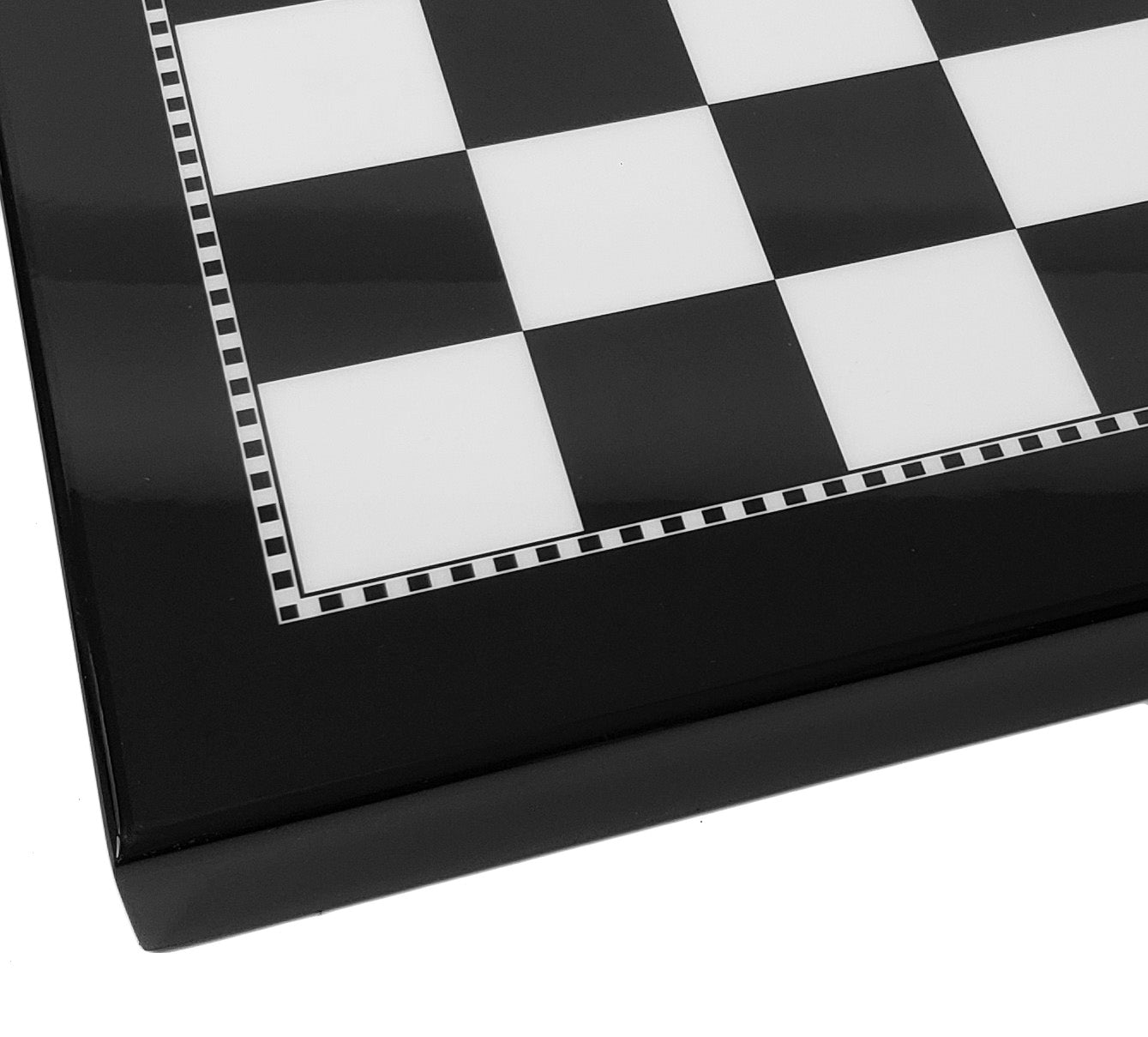 15" High Gloss Black and White Chess Board 1.59" Squares
