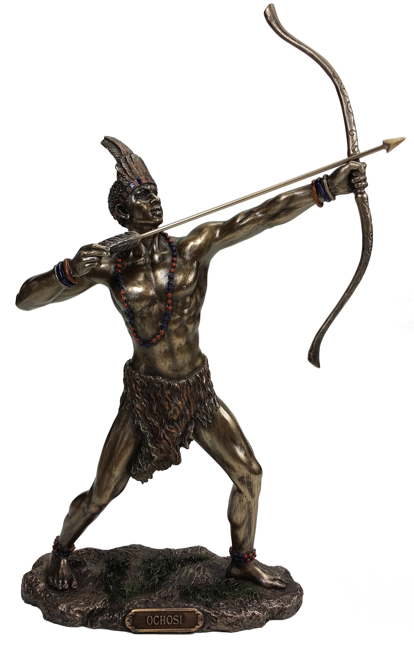 ORISHA Ochosi Oshosi Oxosi God of Hunting Yoruba African Statue Bronze Color