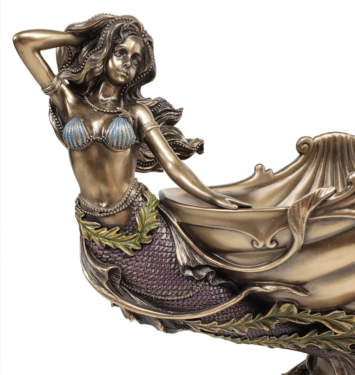 Twin Mermaids Shell Tray Bowl Nautical Decor Sculpture Figurine Statue