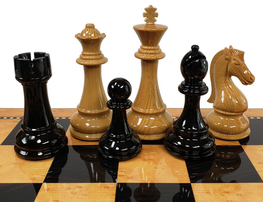 LARGE 4 3/8" King Natural and Black Staunton Pro Plastic Chess Men Set- NO board