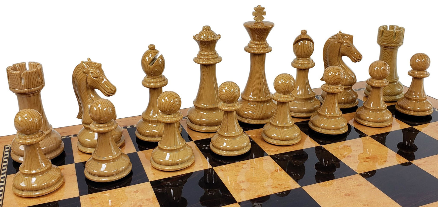 LARGE 4 3/8" King Natural and Black Staunton Pro Plastic Chess Men Set- NO board