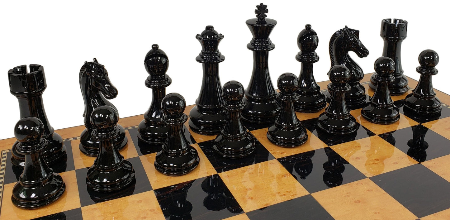 LARGE 4 3/8" King Natural and Black Staunton Pro Plastic Chess Men Set- NO board