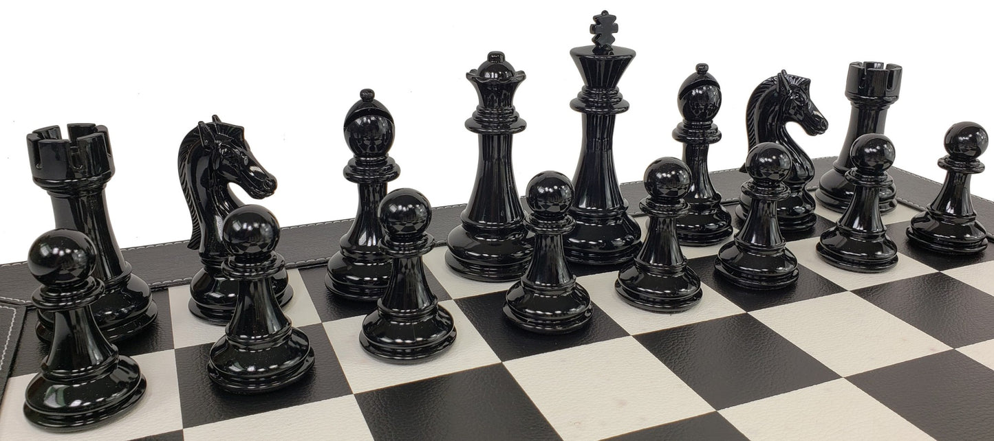 LARGE STAUNTON BLACK & WHITE Plastic 4 1/4" King Chess Men Set - NO BOARD