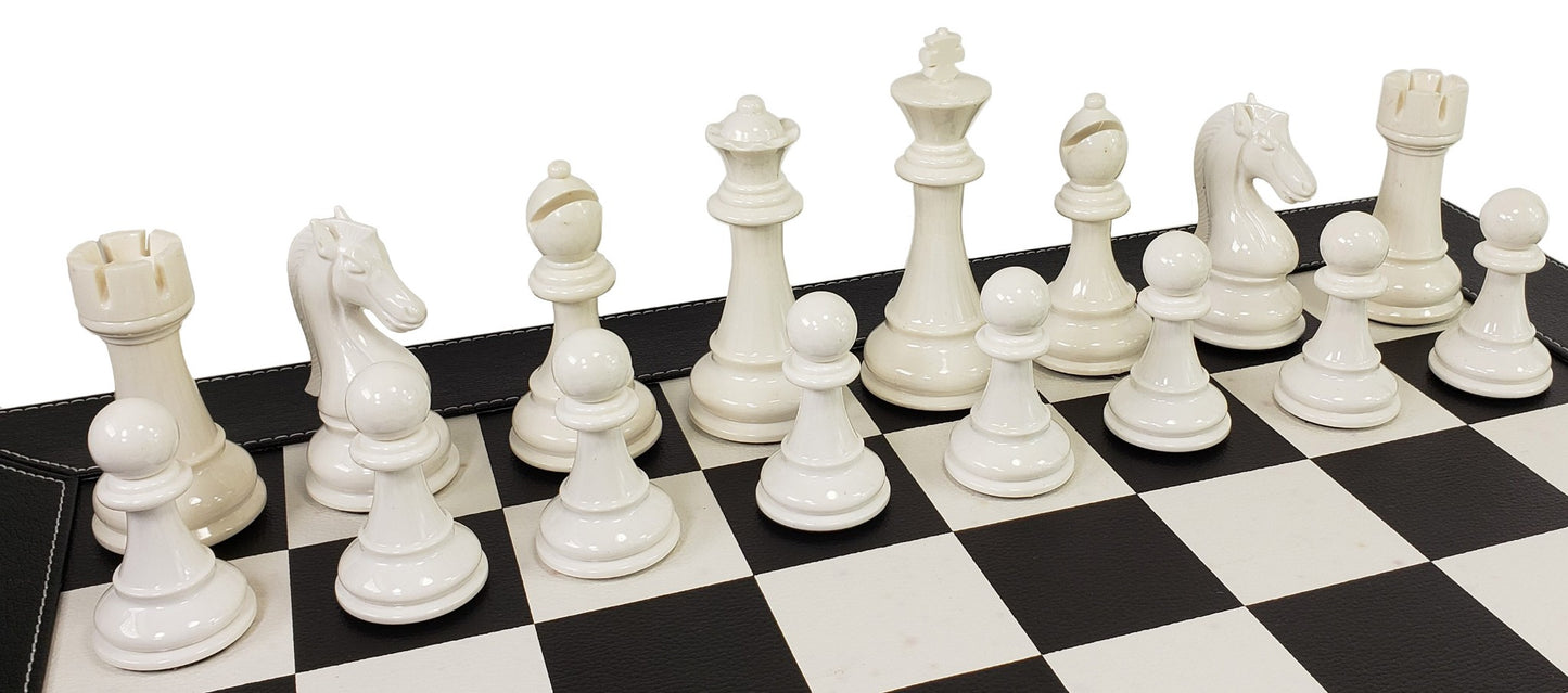 LARGE STAUNTON BLACK & WHITE Plastic 4 1/4" King Chess Men Set - NO BOARD