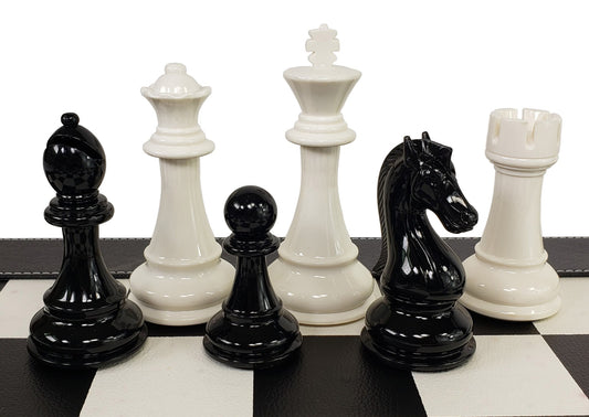 LARGE STAUNTON BLACK & WHITE Plastic 4 1/4" King Chess Men Set - NO BOARD