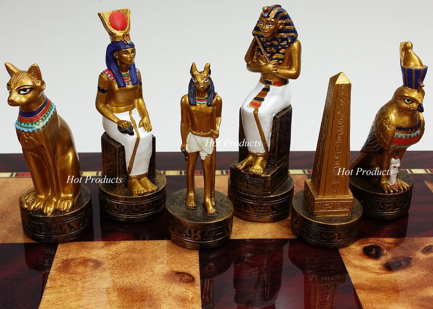 Egyptian Anubis Men Chess Pieces Set Gold & Buff Color - NO Board Egypt