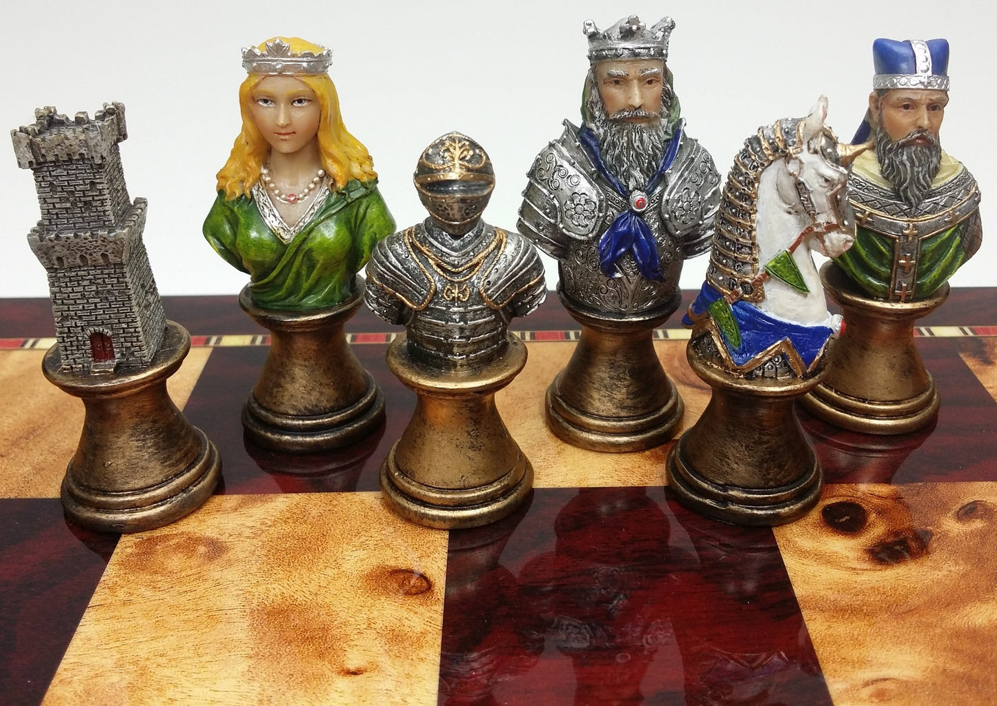 Medieval Times Crusades Busts PAINTED Men Chess Pieces Set - NO Board