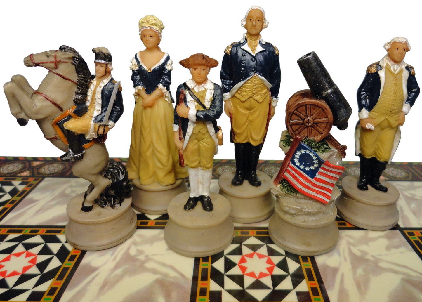 American Revolutionary War Chess Set W/ Mosaic DESIGN Board 14" Independence