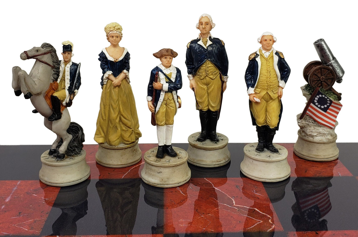 American Revolutionary War Chess Set with 16" Black and Red Board Revolution