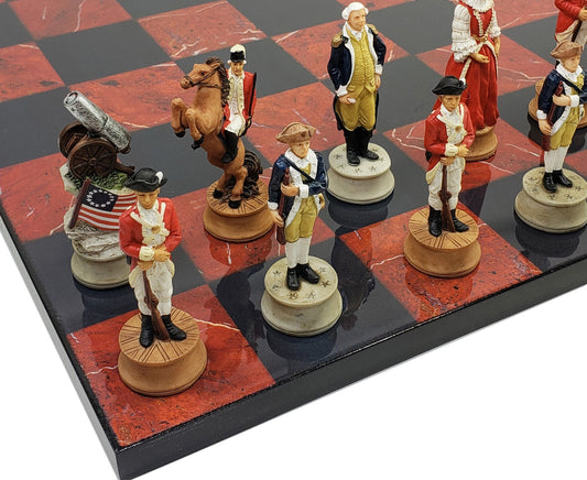 American Revolutionary War Chess Set with 16" Black and Red Board Revolution