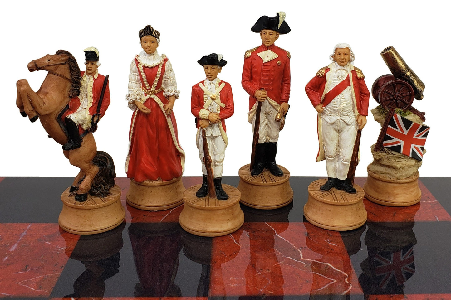 American Revolutionary War Chess Set with 16" Black and Red Board Revolution