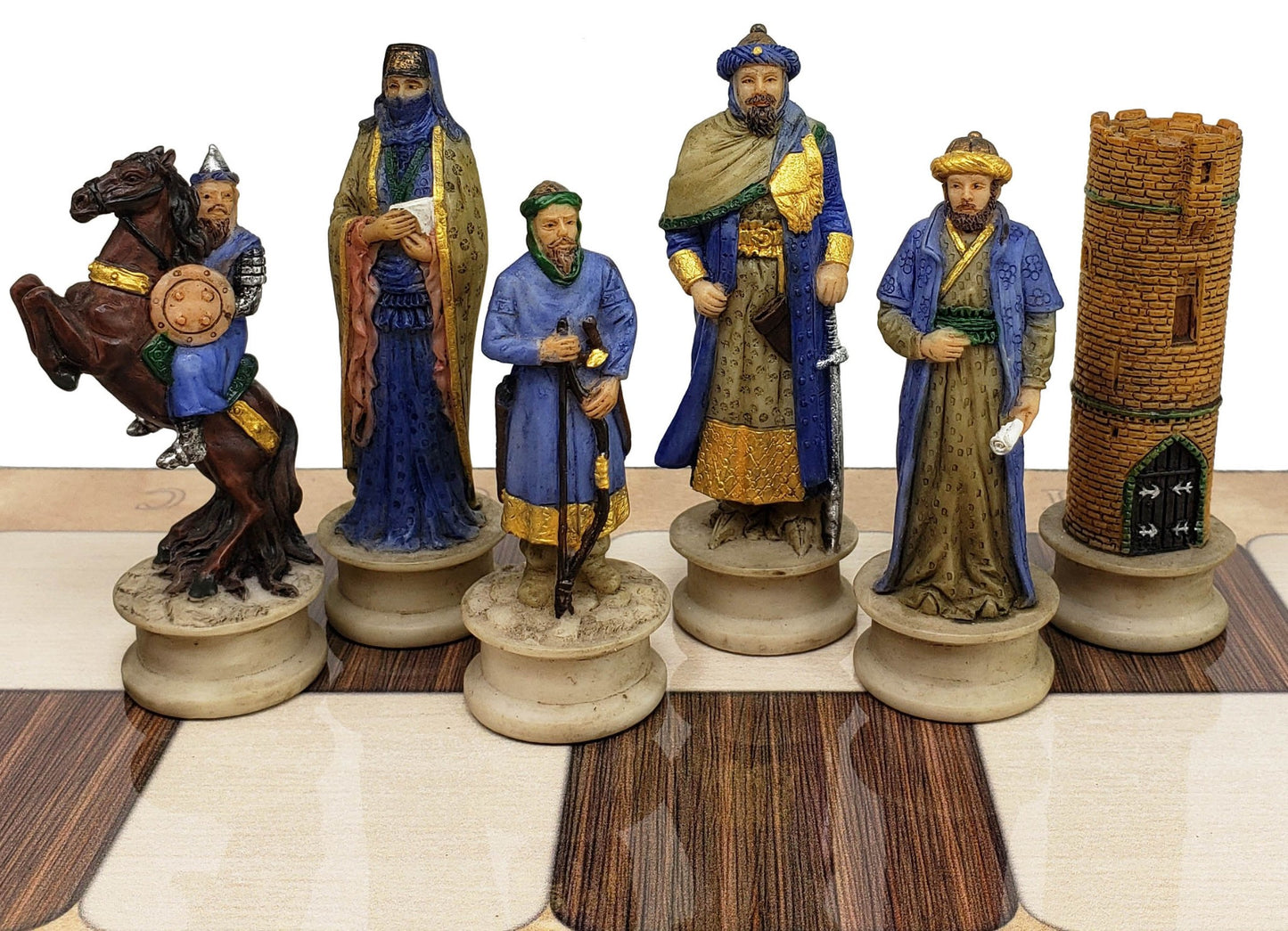 Medieval Times Crusade Arabian Vs Christian Chess Set W 17" Rustic Color Board