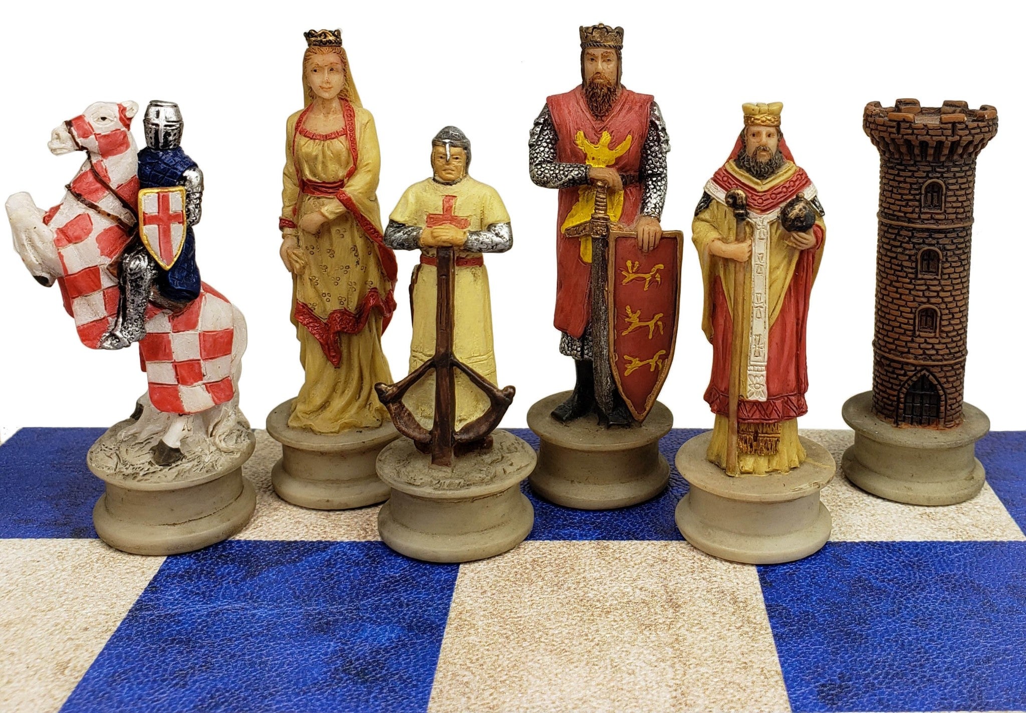 Medieval Times Crusades Arabian Vs Christian Chess Set 14.5 Blue